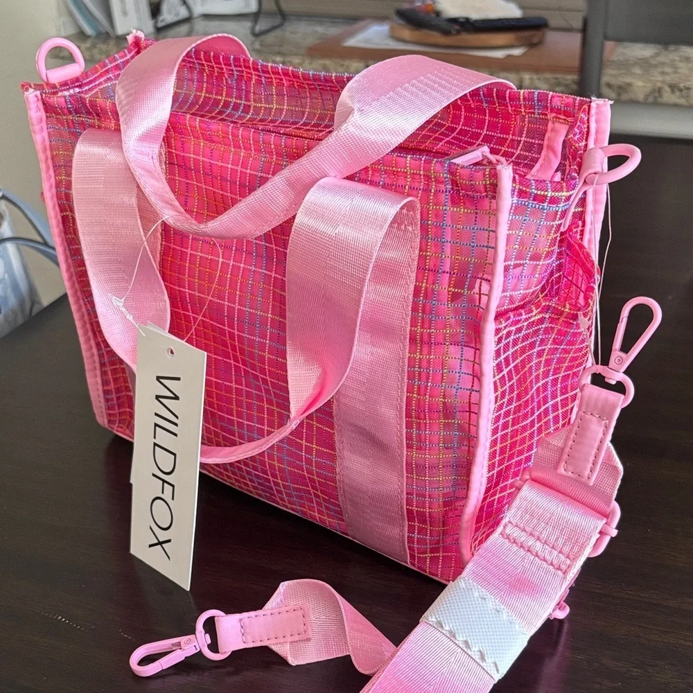 Wildfox Pink Grid Tote Bag